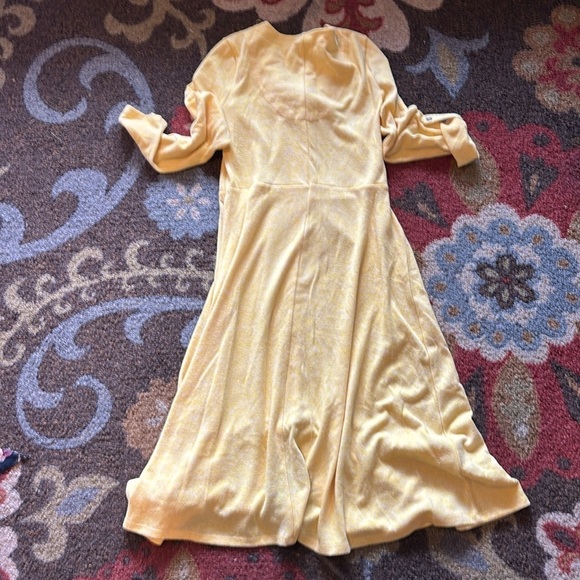 Spence Yellow Stretch Knit Button Down Flare Midi Dress Sz S - Picture 8 of 8